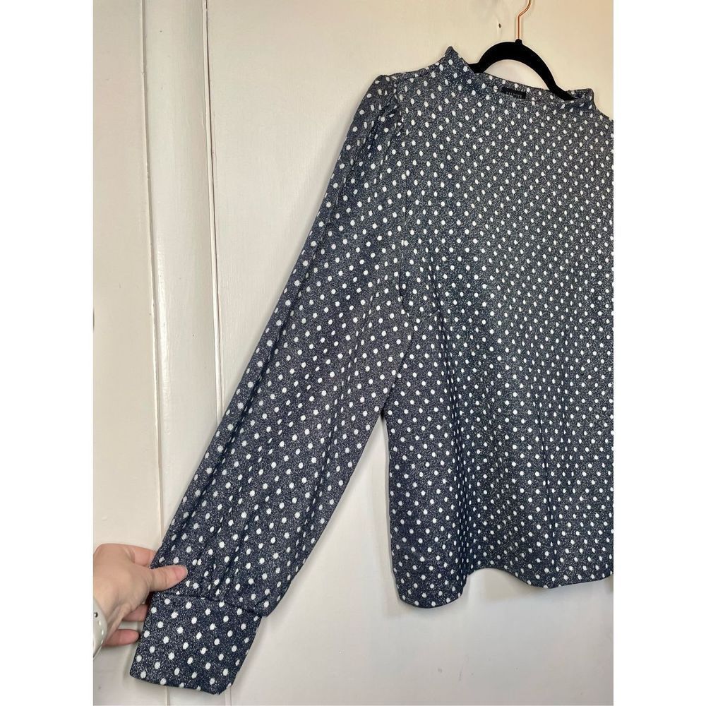 Talbots Gray Polka Dot Blouse - image 5